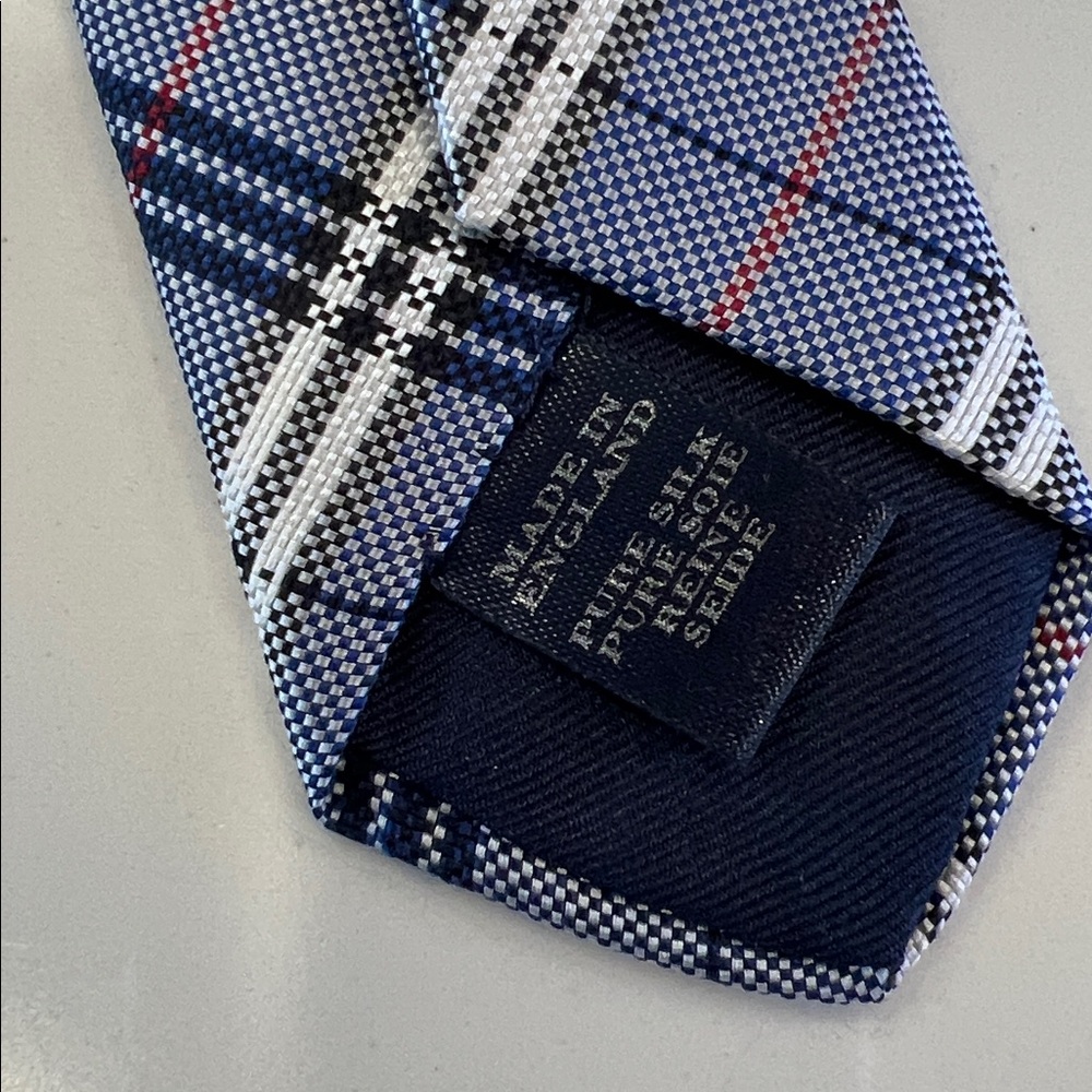 Burberry classic check tie blue colorway. 58 by 4 - Picture 3 of 6